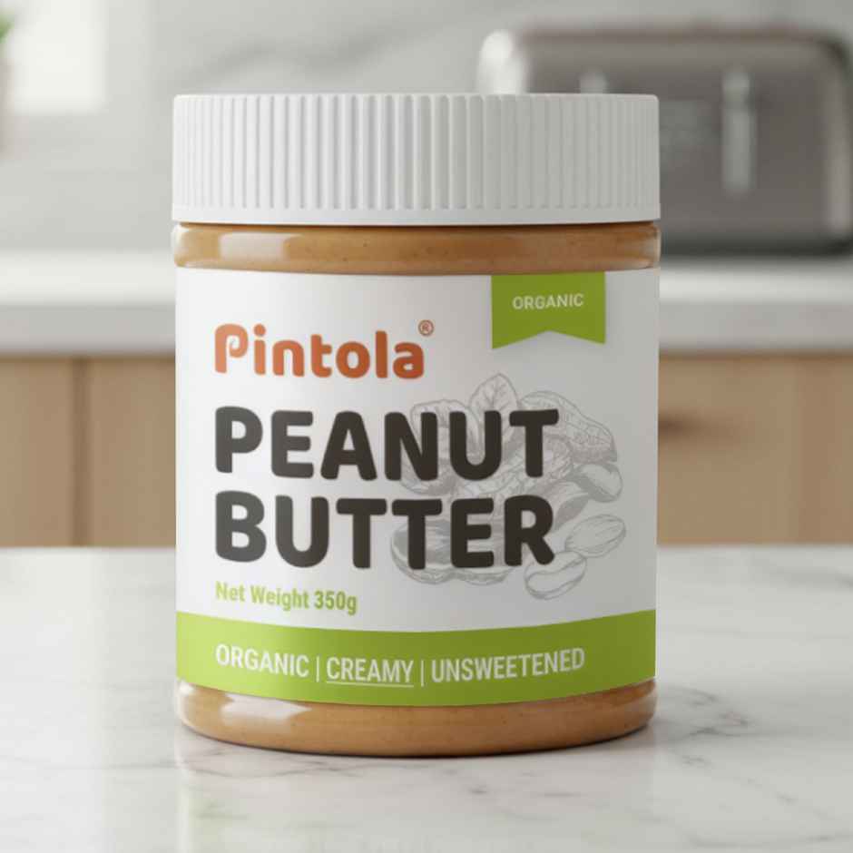 Pintola Organic Unsweetened Peanut Butter Creamy - High Protein 30G & 9G Dietary Fiber