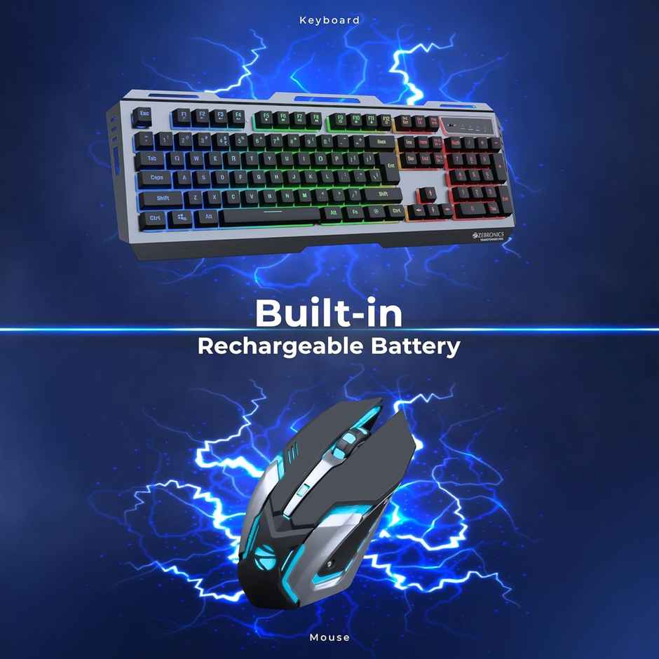 Zebronics Transformer Gaming Keyboard and Mouse Combo,Braided Cable,Durable Al body,Multimedia keys and Gaming Mouse with 6 Buttons, Multi-Color LED Lights, High-Resolution Sensor with 3200 DPI - Black