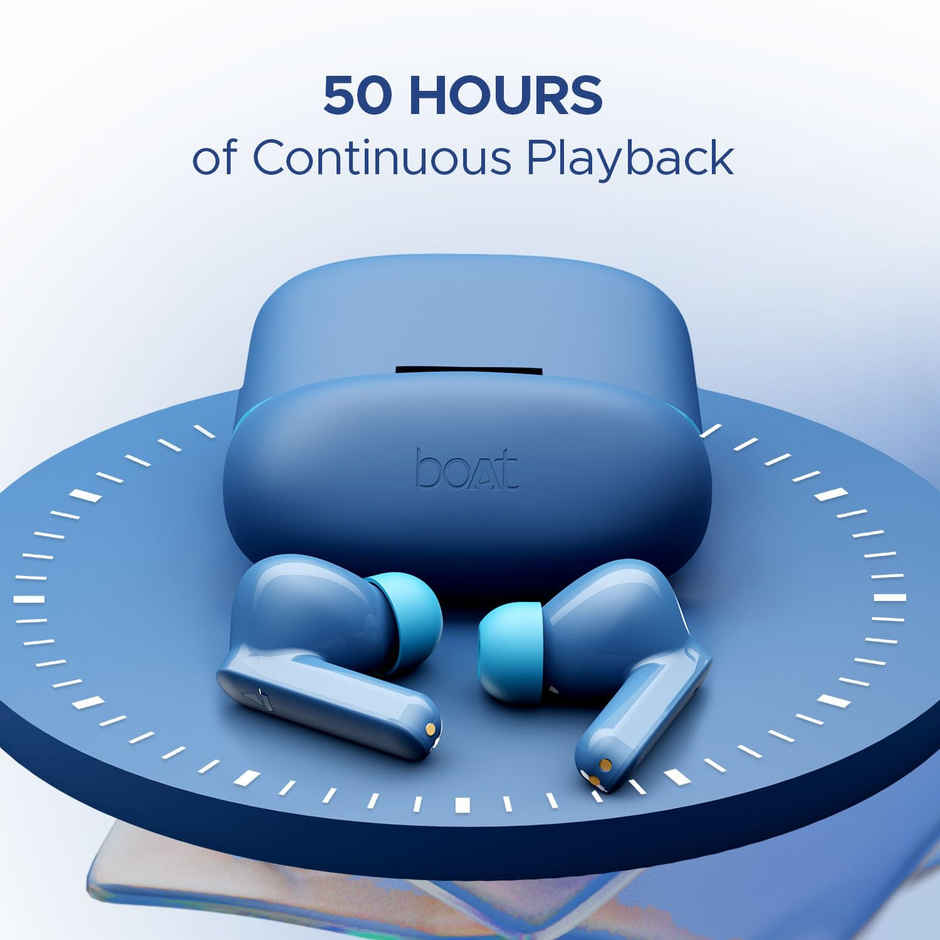 boAt Airdopes Ultra Plus TWS Earbuds With 50 Hrs Playback, 4-mic Enx Technology(Sporty Blue)