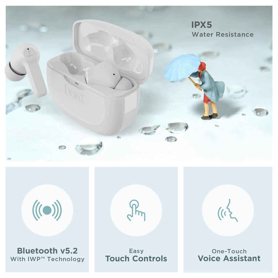 boAt Airdopes 393 ANC TWS Earbuds W/ 32db Hybrid ANC, Quad Mics With Enx Tech(Ivory White)