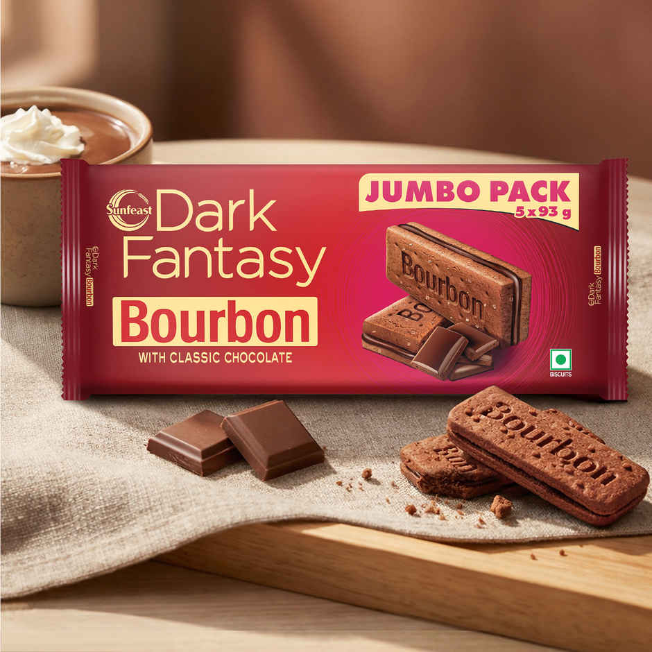 Sunfeast Dark Fantasy Bourbon Chocolate Cream Biscuits | Artificial Colour-free Combo