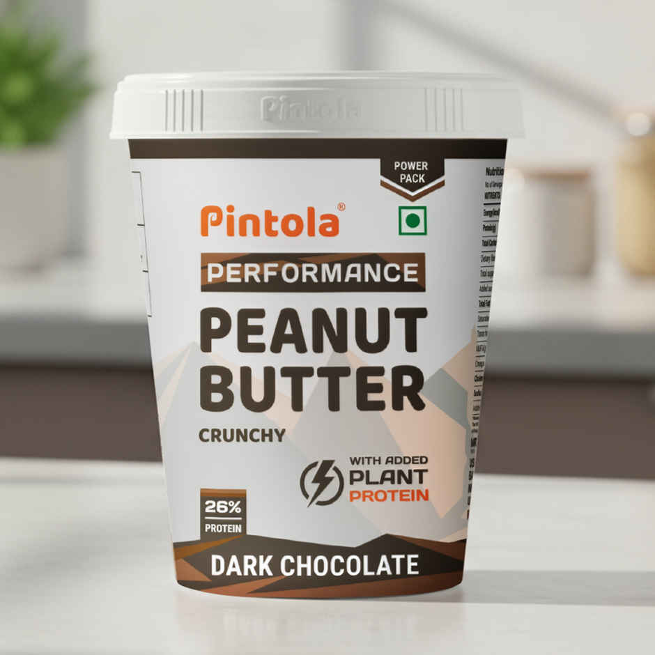 Pintola Dark Chocolate Performance Series Peanut Butter (Crunchy)-VEGan Protein 26% Protein