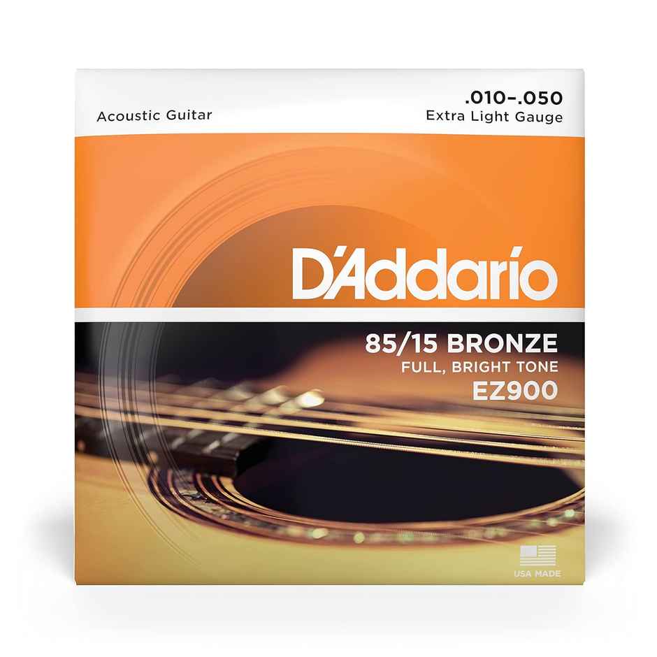 D'Addario Ez900 Bronze Acoustic Guitar Strings | 85/15 Full Bright Tone Stainless Steel Material