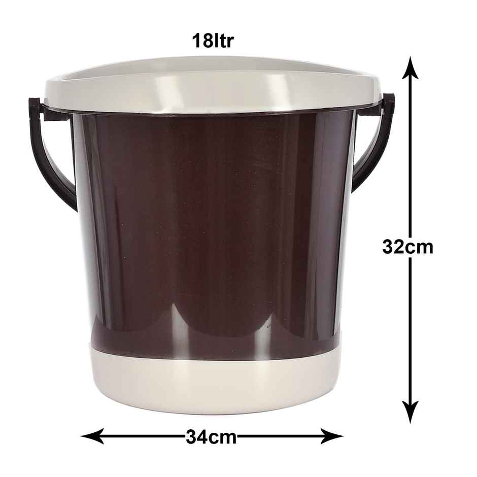 Kuber Industries Multiuses Plastic Bucket with Handle | 18 litre (Brown)-46KM0353 | Standard