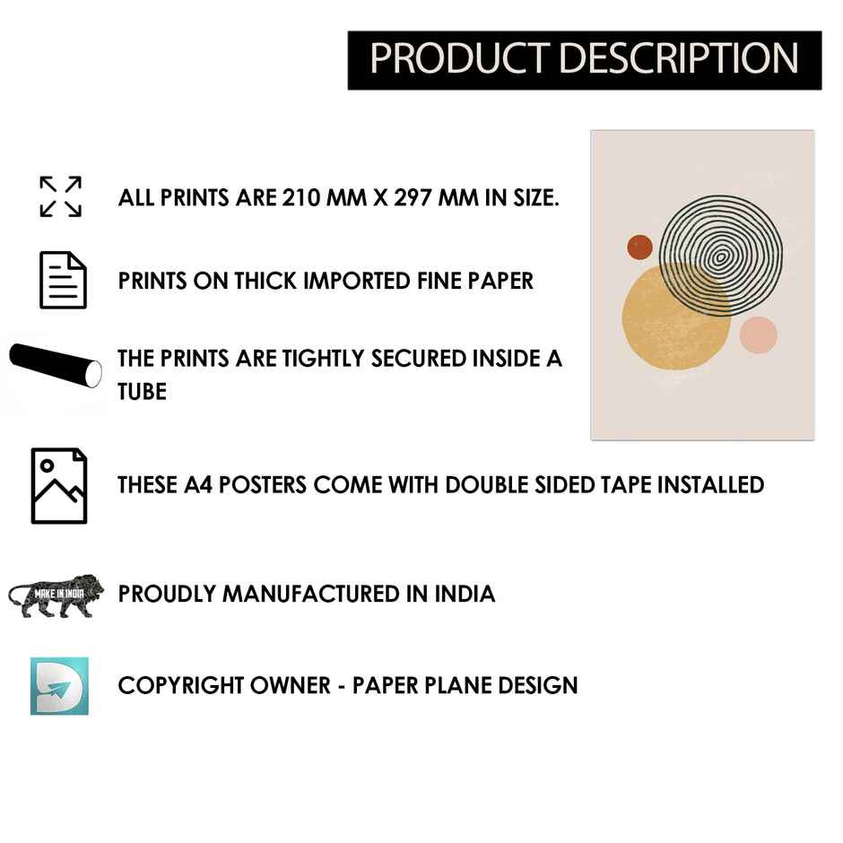 Paper Plane Design Abstract Boho Wall Posters For Living Room | Set Of 12 | Size 29 x 21 cm | D8