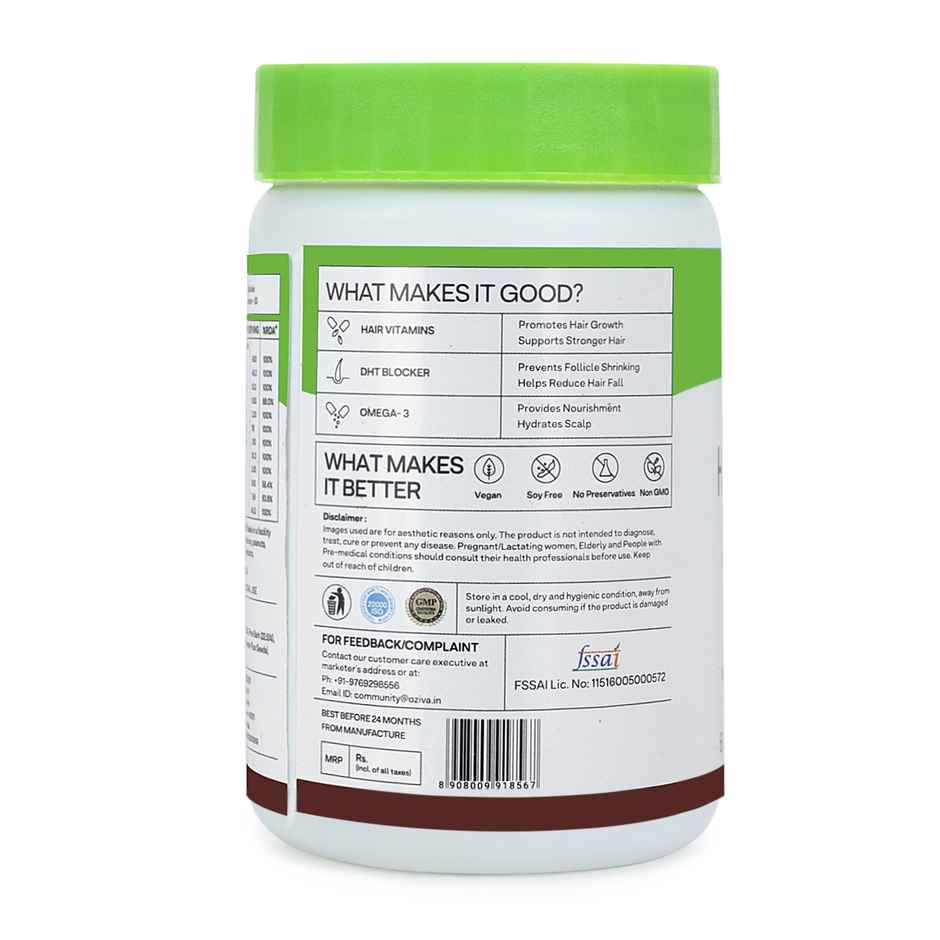 OZIVA Plant Based Hair Vitamins | Hair Vitamins for Hair Growth Combo