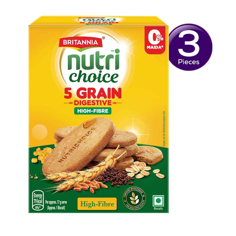 Britannia 5 Grain High-Fibre Biscuits Multigrain Digestive Biscuits |  Combo