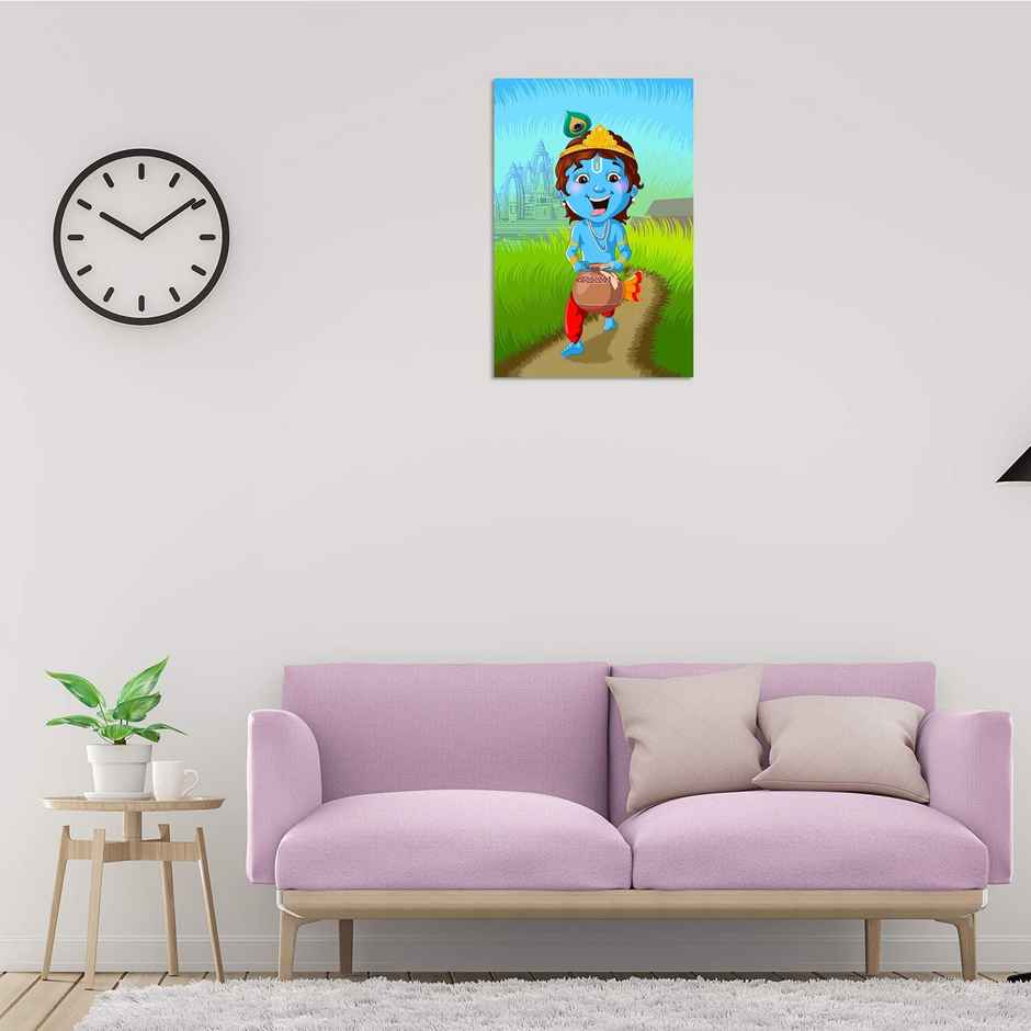 Paper Plane Design Religious Baby Krishna Poster | Size 12 x 18 Inch | D9