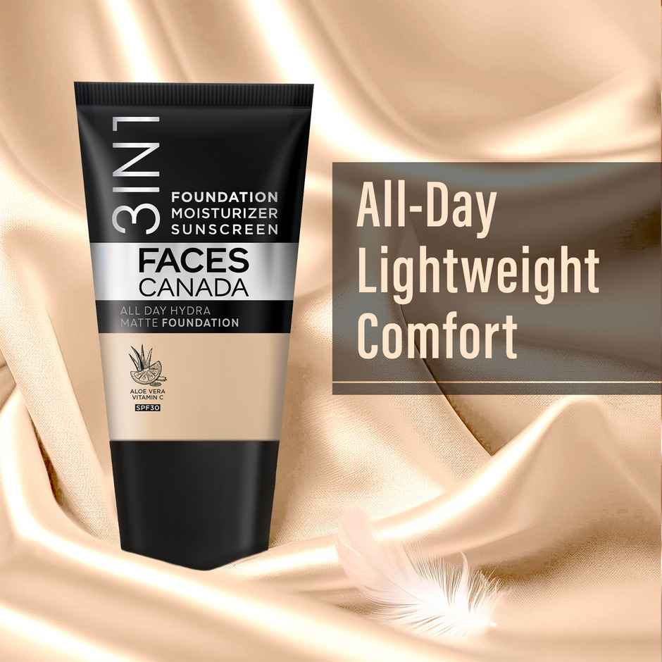 FACES CANADA All Day Hydra Matte Foundation | SPF 30 | 24HR Aloe Hydration | Warm Sand 042