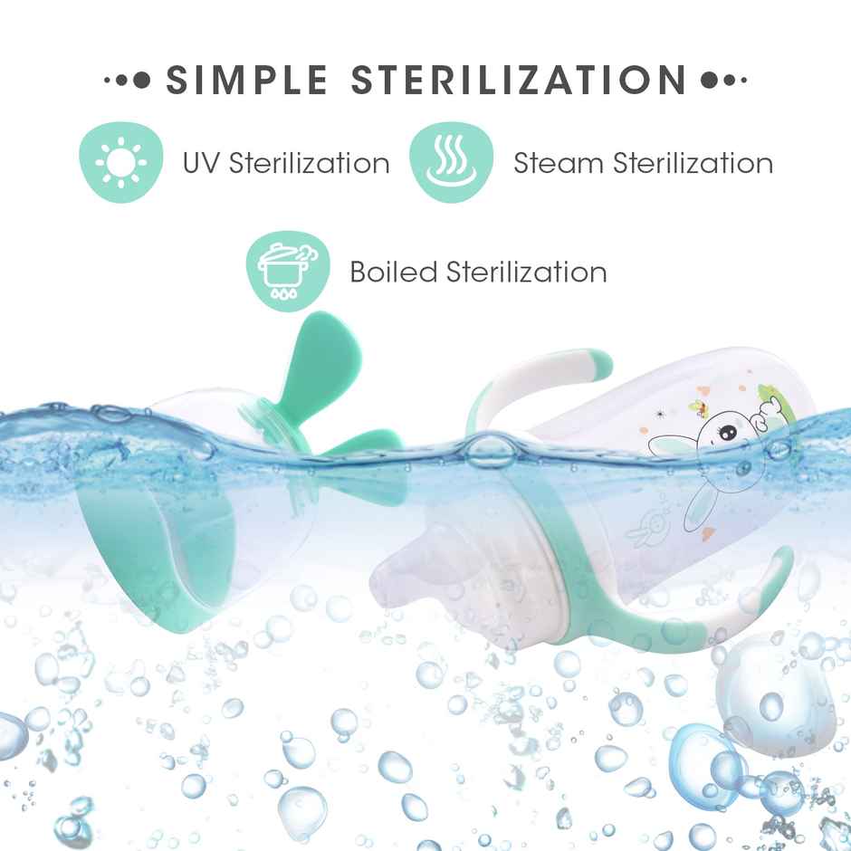 R for Rabbit Bunny Baby Spout Sippy Cup Bottle 240 ML Green