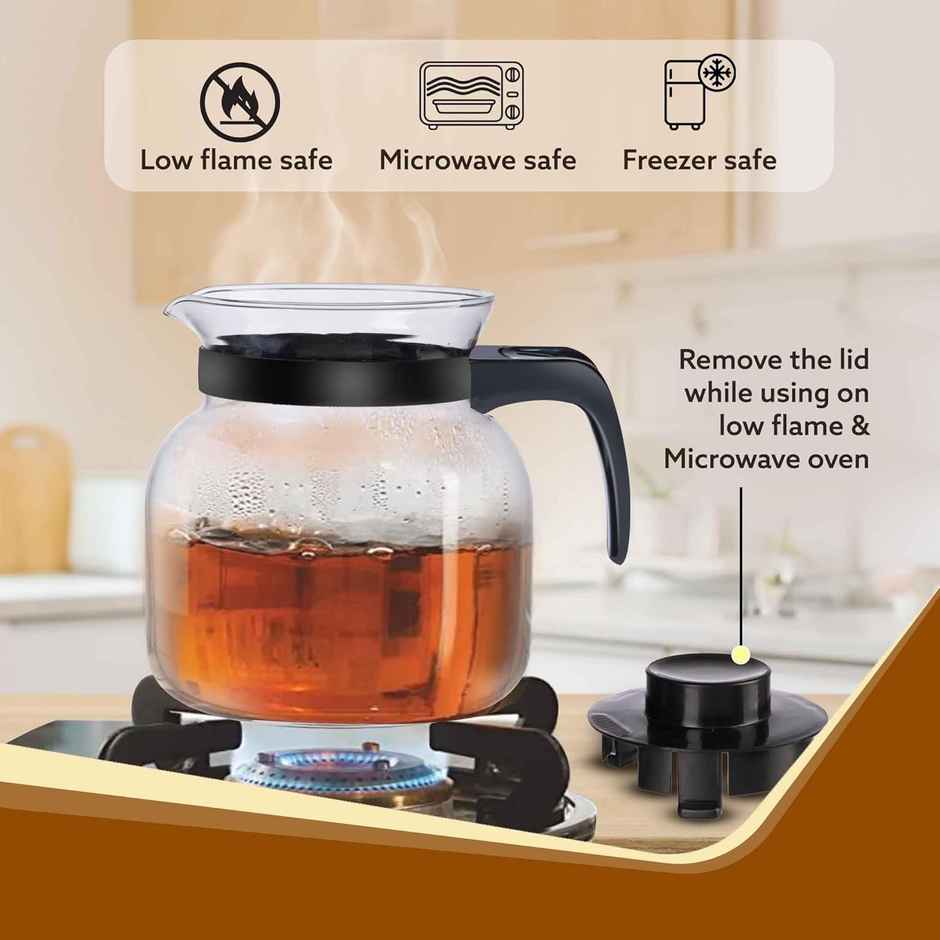 AGARO Elite Glass Kettle 1200ml,Borosilicate Glass, Microwave Safe, Low Flame Proof, Transparent