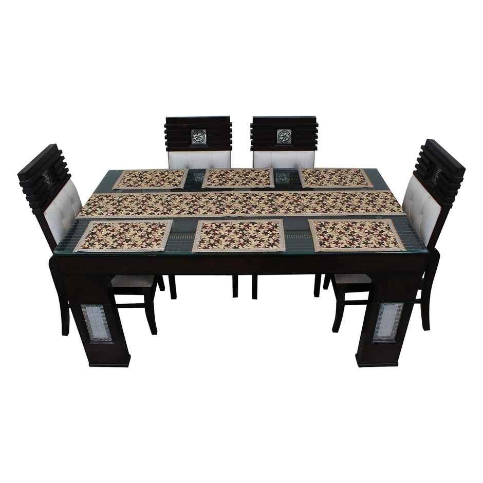 Dream Care PVC Printed Table Mat with Table Runner for Dining Table 6 Seater