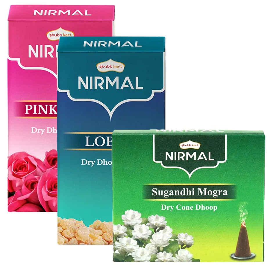 Shubhkart Nirmal Rose Dry Dhoop Stick(10pc), Shubhkart Nirmal Loban Dry Dhoop Stick(10pc) & Shubhkart Nirmal Mogra Dry Cone Dhoop(10pc) Combo