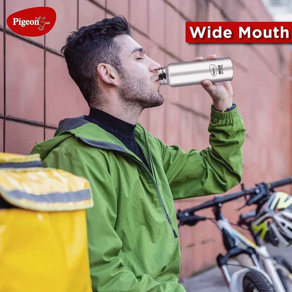 Pigeon Stainless Steel Inox Hydra Plus Water Bottle | Silver | 900 ml