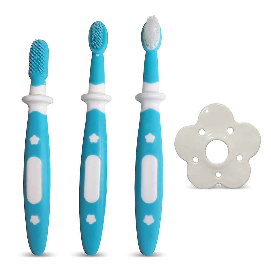 LuvLap Baby 3 Stage Training Toothbrush Set, Ideal for Teething Infants & Toddlers, BPA Free
