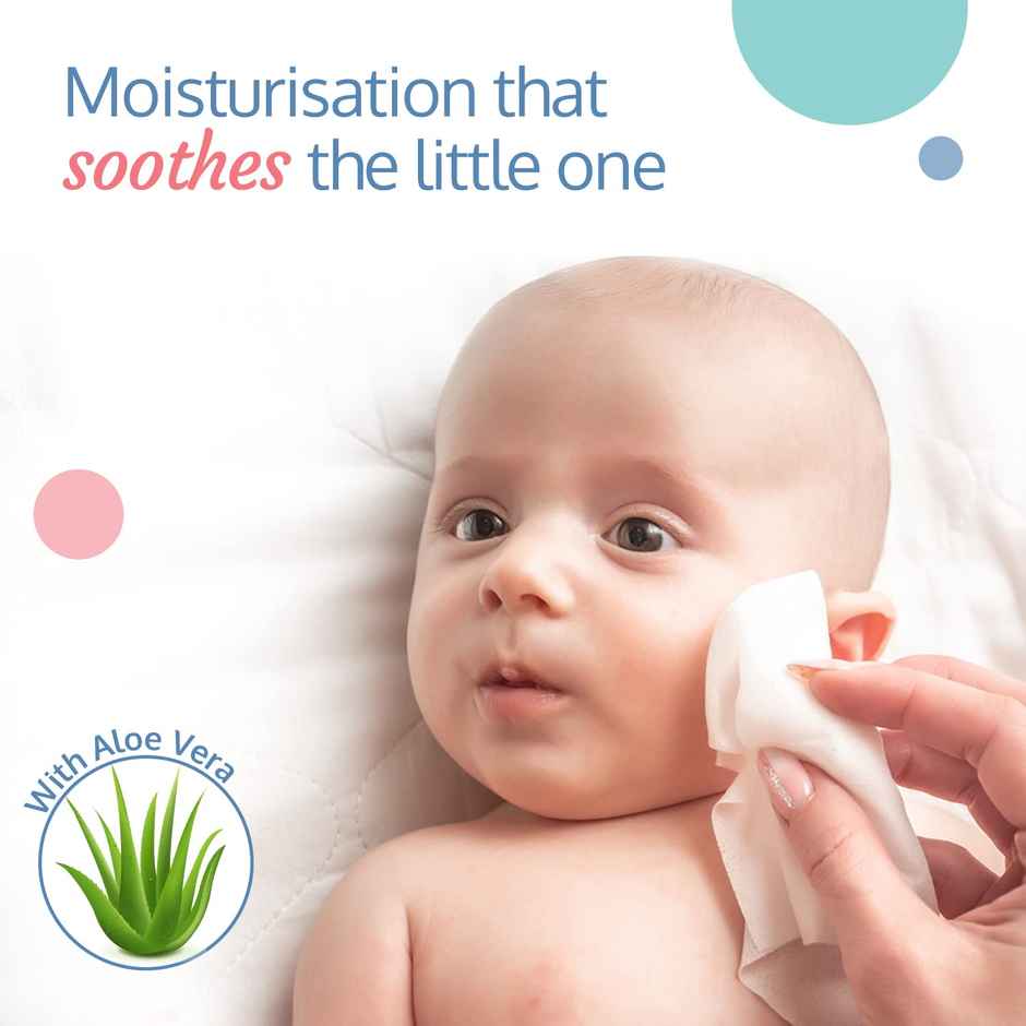 LuvLap Moisturising Wet Wipes without Lid, with Aloe Vera, Vitamin E & Chamomile Extract, 72 Wipes