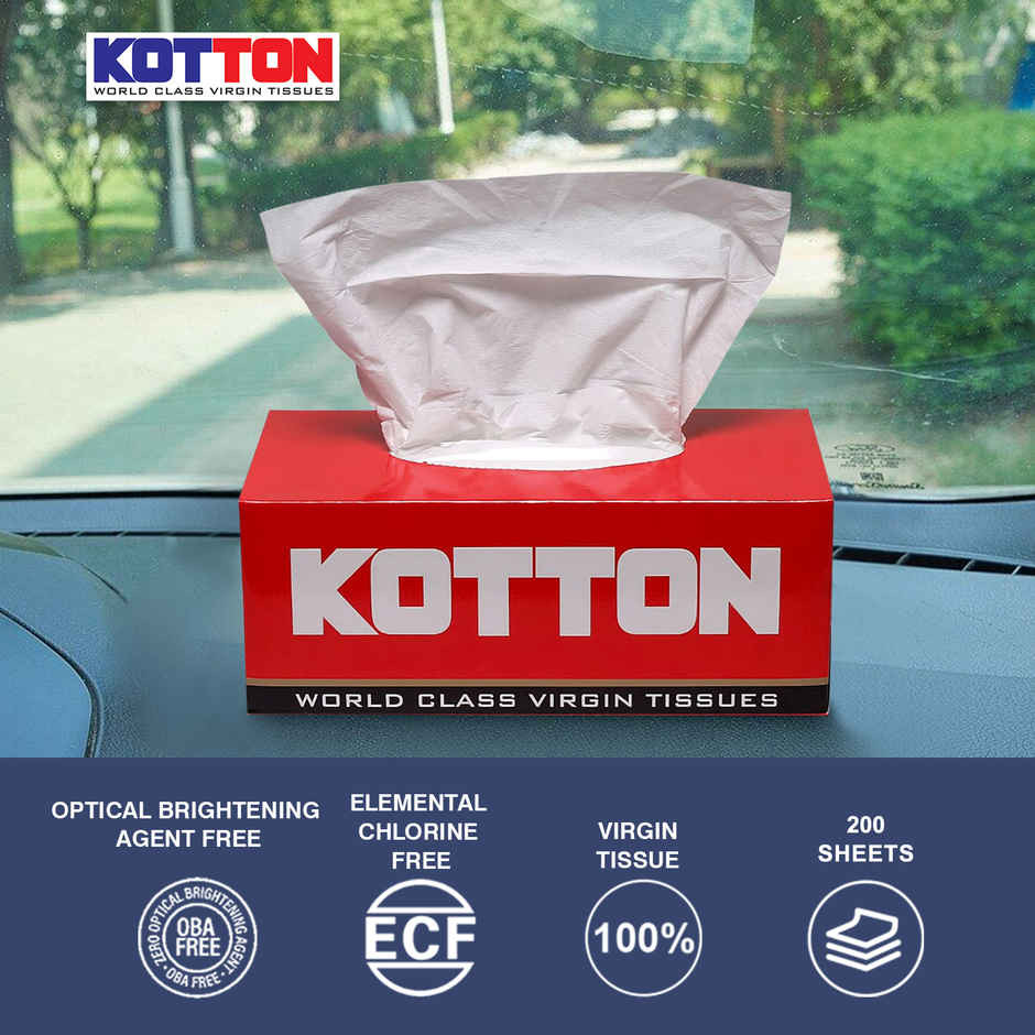Kotton Facial Tissues Box - 2 Ply - 100% Virgin Pulp-Paper Box - 200 Pulls Combo