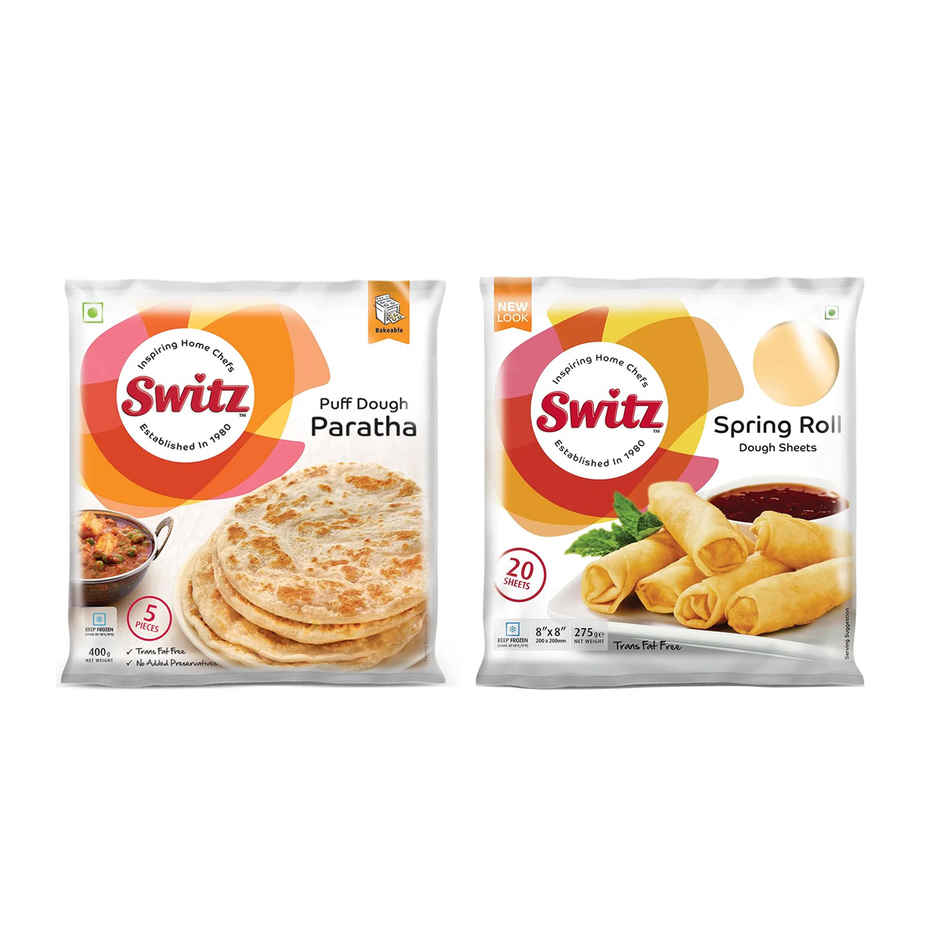 Switz Puff Dough Paratha (05 Units)(400gms) & Switz Spring Roll Dough Sheets 20 Piece(20pc) Combo
