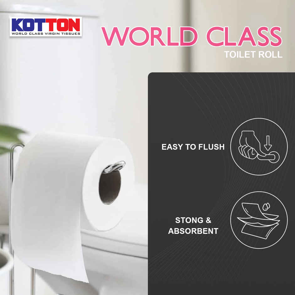 Kotton Toilet Roll - 3 Ply -100% Virgin Pulp/Paper, Pack of 4