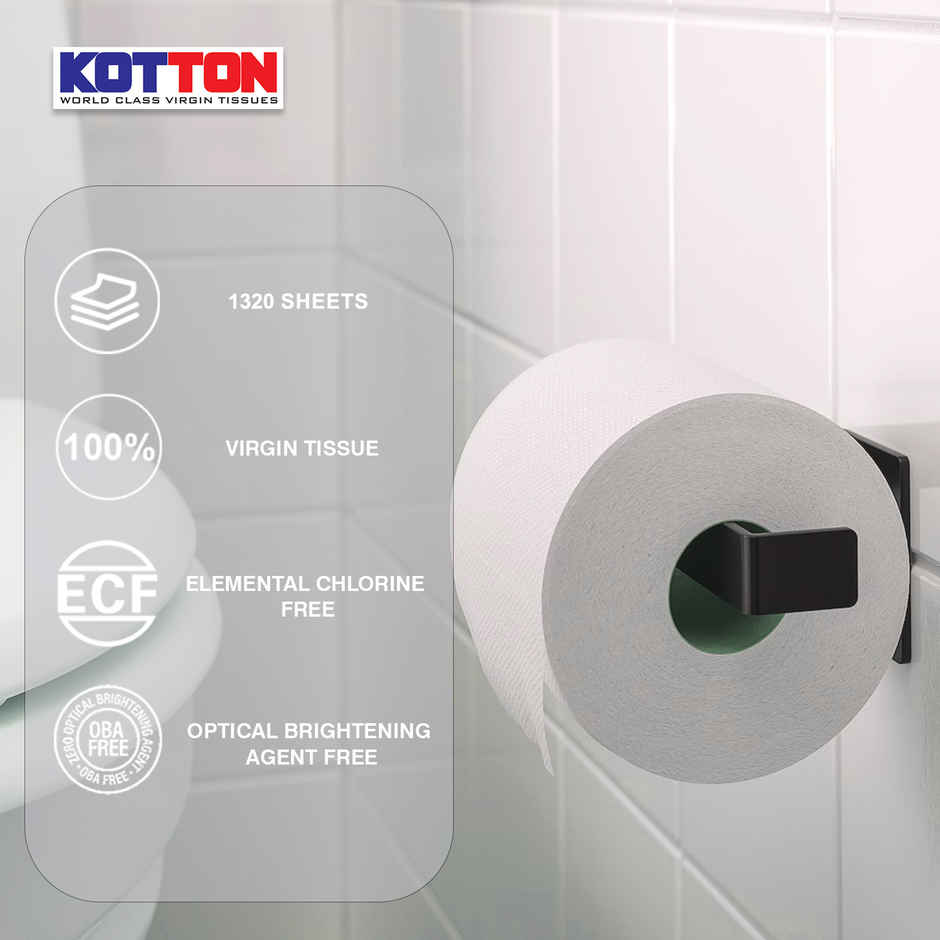 Kotton Toilet Roll - 3 Ply -100% Virgin Pulp/Paper, Pack of 4