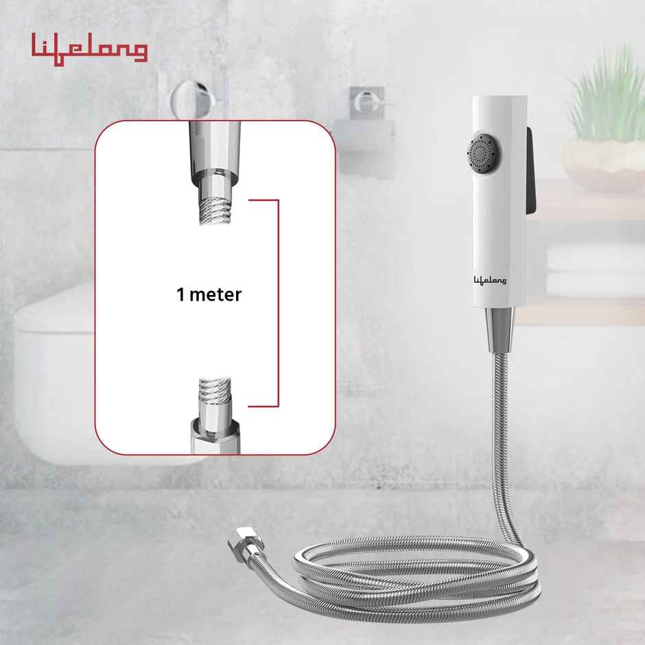 Lifelong Abs Health Faucet With Ss-304 Grade 1.0 M | Hand Jet Bidet Spray | White | Llbahf12