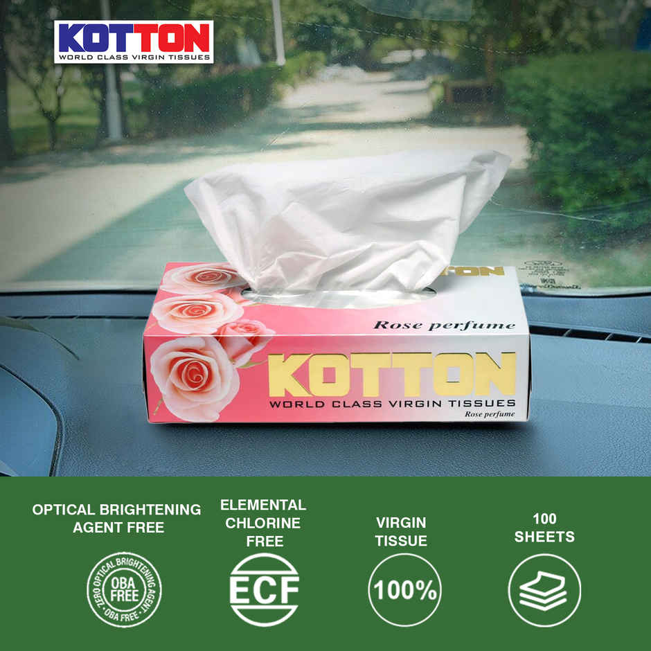 Kotton Facial Tissues Rose Square 2 Ply X 80 Pulls 1 PIECE