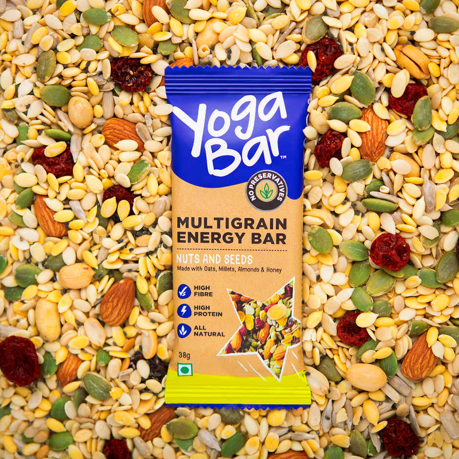 Yogabar Multigrain Energy Bars , Nuts and Seeds 35g - with Nuts,Oats,Millets, Gluten Free,Granola Bar Combo