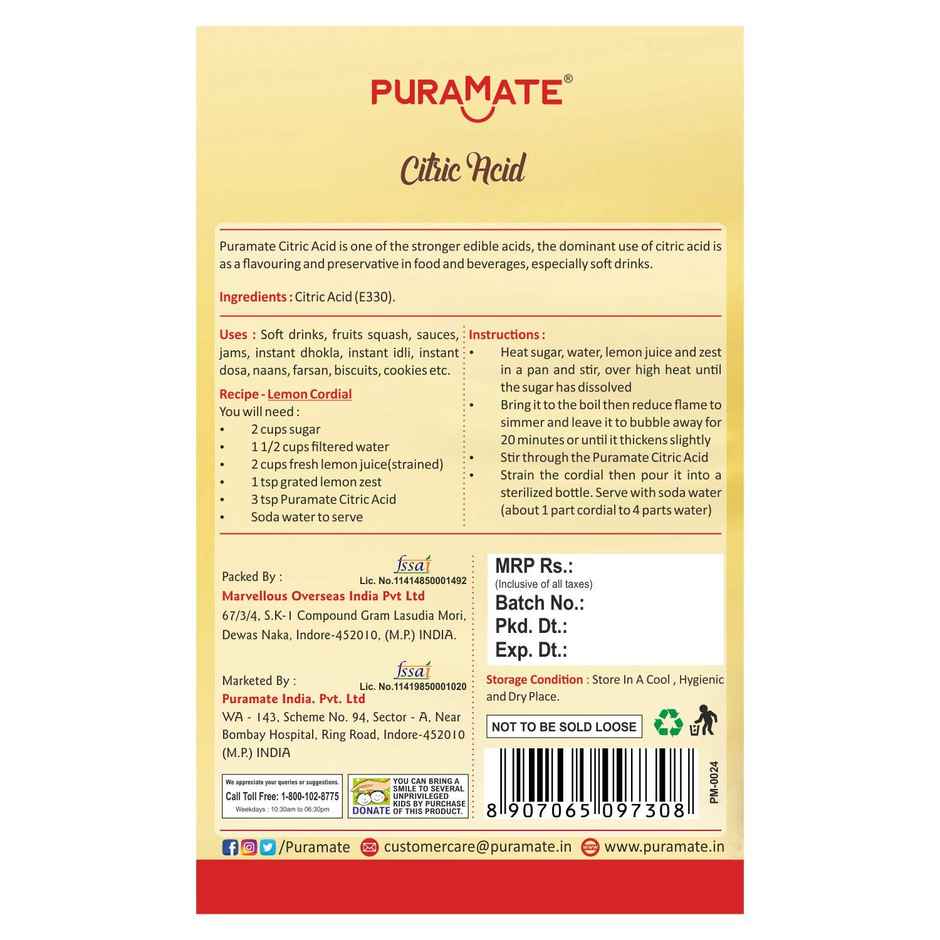 Puramate Citric Acid - Preserves Food | Boosts Immunity