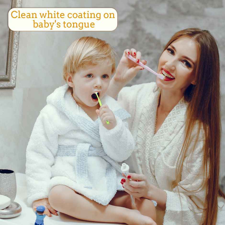 Mee Mee Tender Tongue Cleaner with Non-Slip Handle Soft Rubber Tip and Easy Grip for Kids/Babies Orange