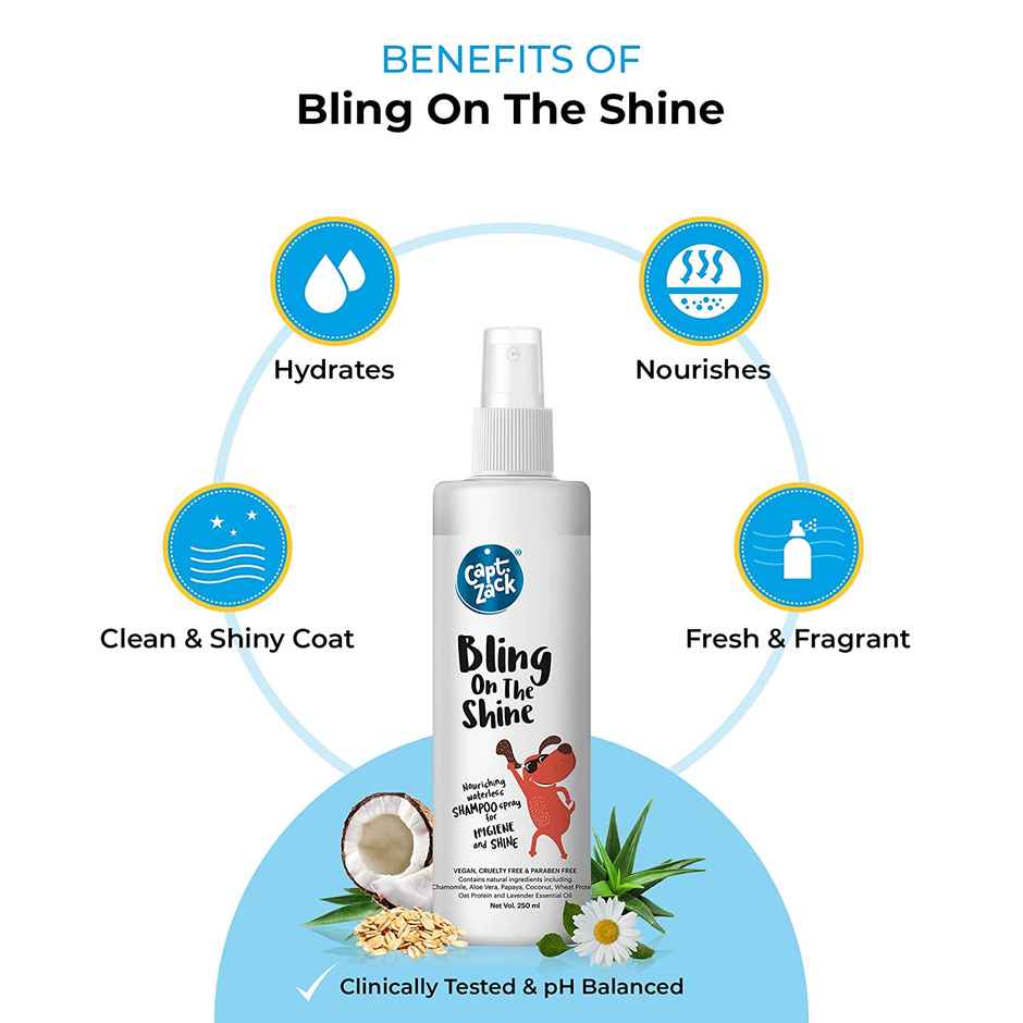 Captain Zack Bling On The Shine Nourishing Dry Waterless Spray Dog Shampoo