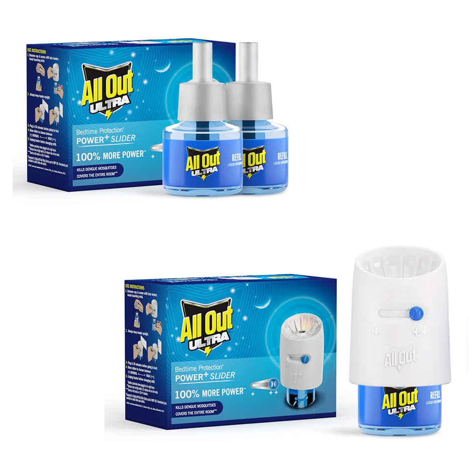 All Out Ultra Twin Pack Refill(90ml) & All Out Combi Power Slider Machine + 1 Refill Pack(45ml) Combo