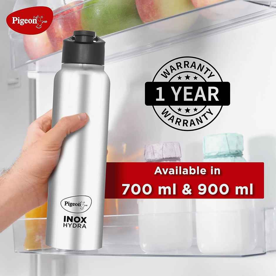Pigeon Stainless Steel Inox Hydra Water Bottle | Silver | 900 ml