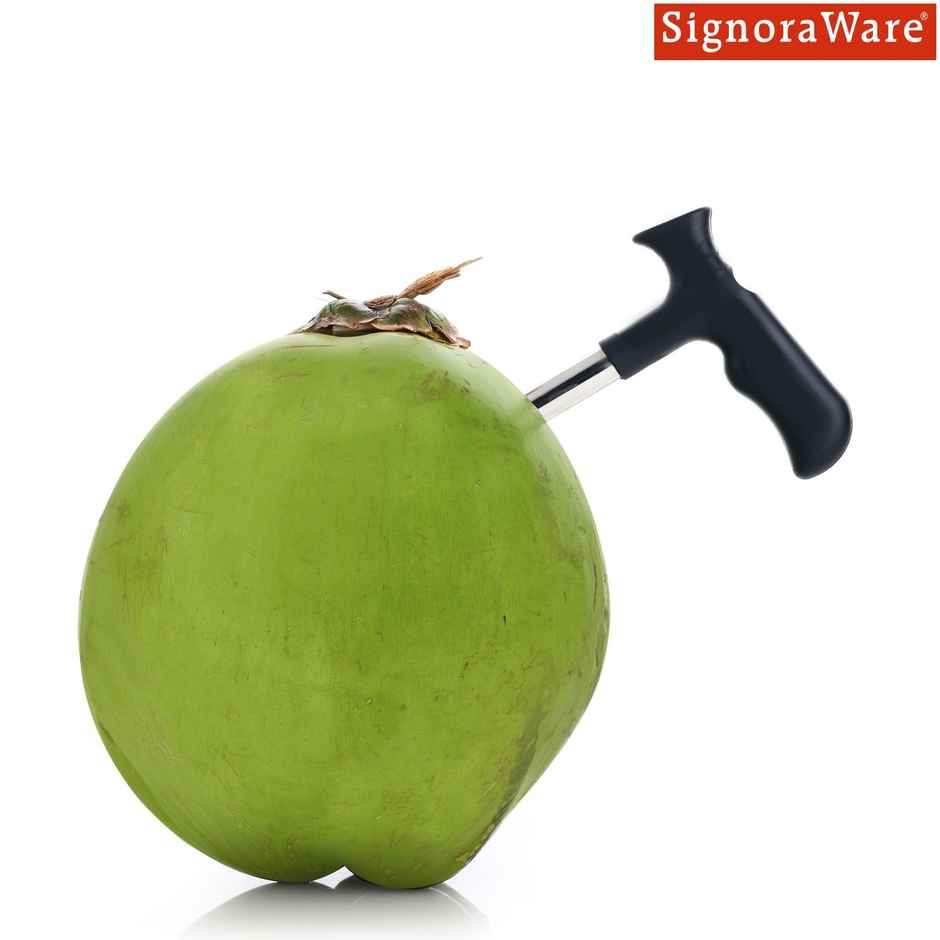 SignoraWare Coconut Hole Opener Stainless steel | Drill Cutter with Cleaner Stick | Effortless quick