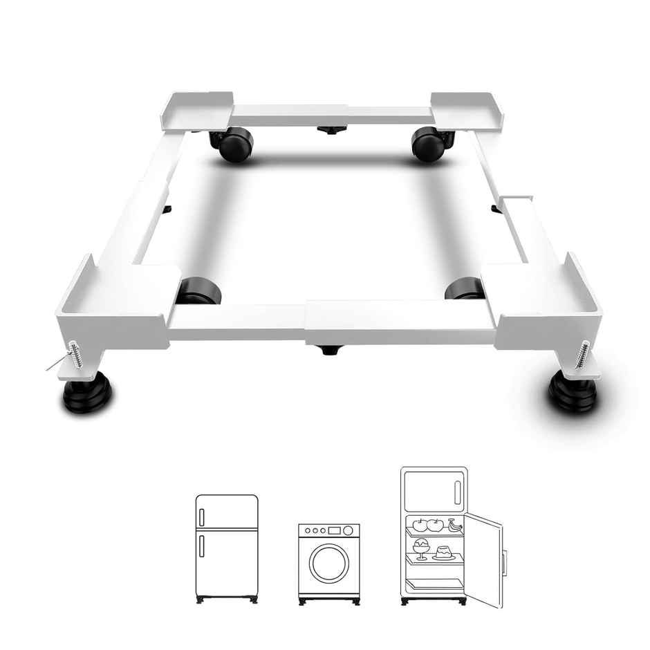 Smart Shelter Washing Machine Stand, Trolley With Wheels For Washing Machine & Fridge White, 160Kg