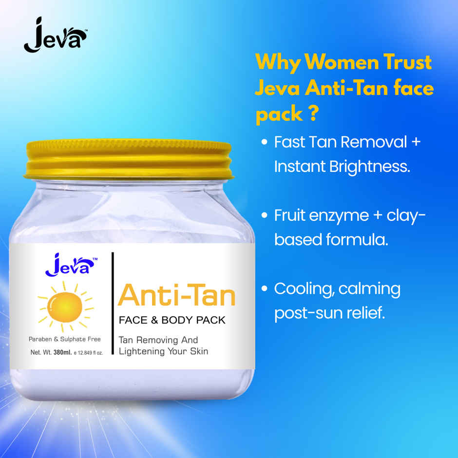 Jeva Anti-Tan Face Pack | Tan Removal, Brightening & Radiance-Boosting Gel
