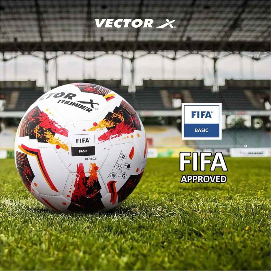 Vector X Thunder FIFA Basic Football | White Red | Size - 5