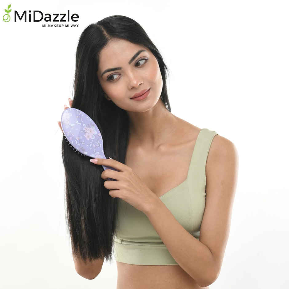 MiDazzle Premium Paddle Lavender floral Hair Brush - M279 MIHB0024