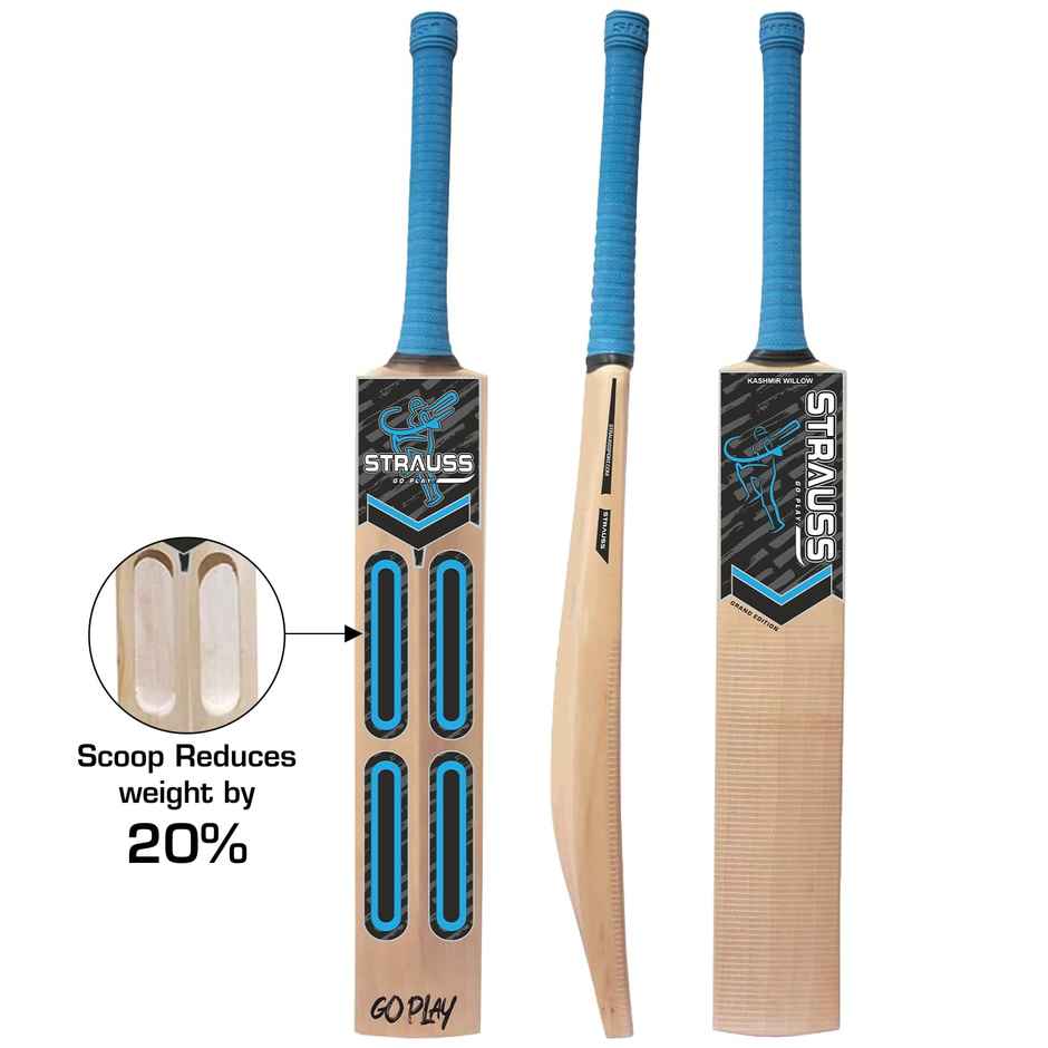 Strauss Grand Edition Kashmir Willow Scoop Bat, Size-SH, (Blue)