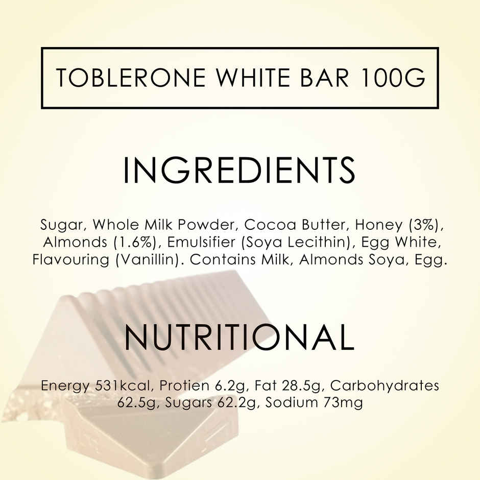Toblerone White Chocolate with Honey & Almond Nougat Pouch