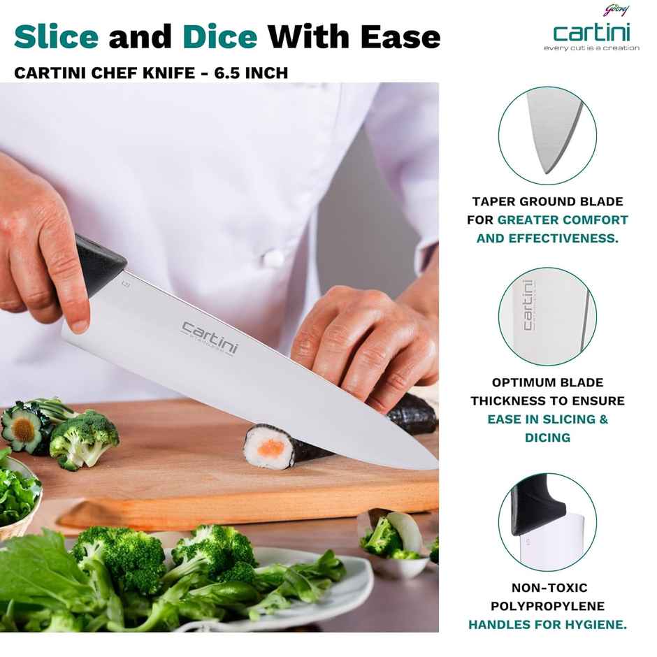 Godrej Cartini Classic Chef Knife Small - Black