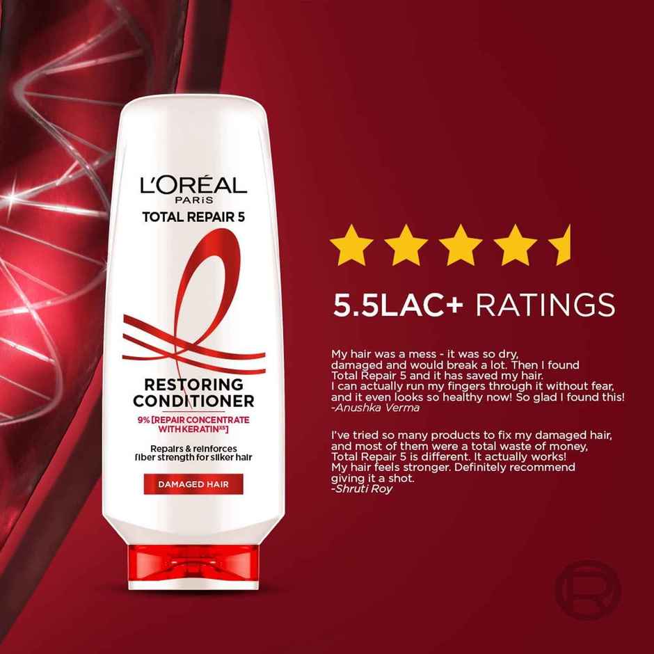 L'Oreal Paris Total Repair 5 Restoring Conditioner With Keratin XS For Damaged Hair