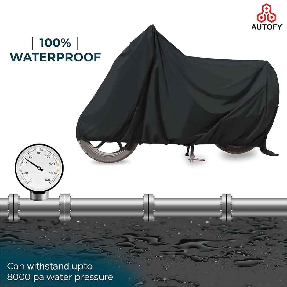 Autofy Glory 100% | Tested Waterproof Bike Body Cover For All Scooter Scooty Activa Size - Black