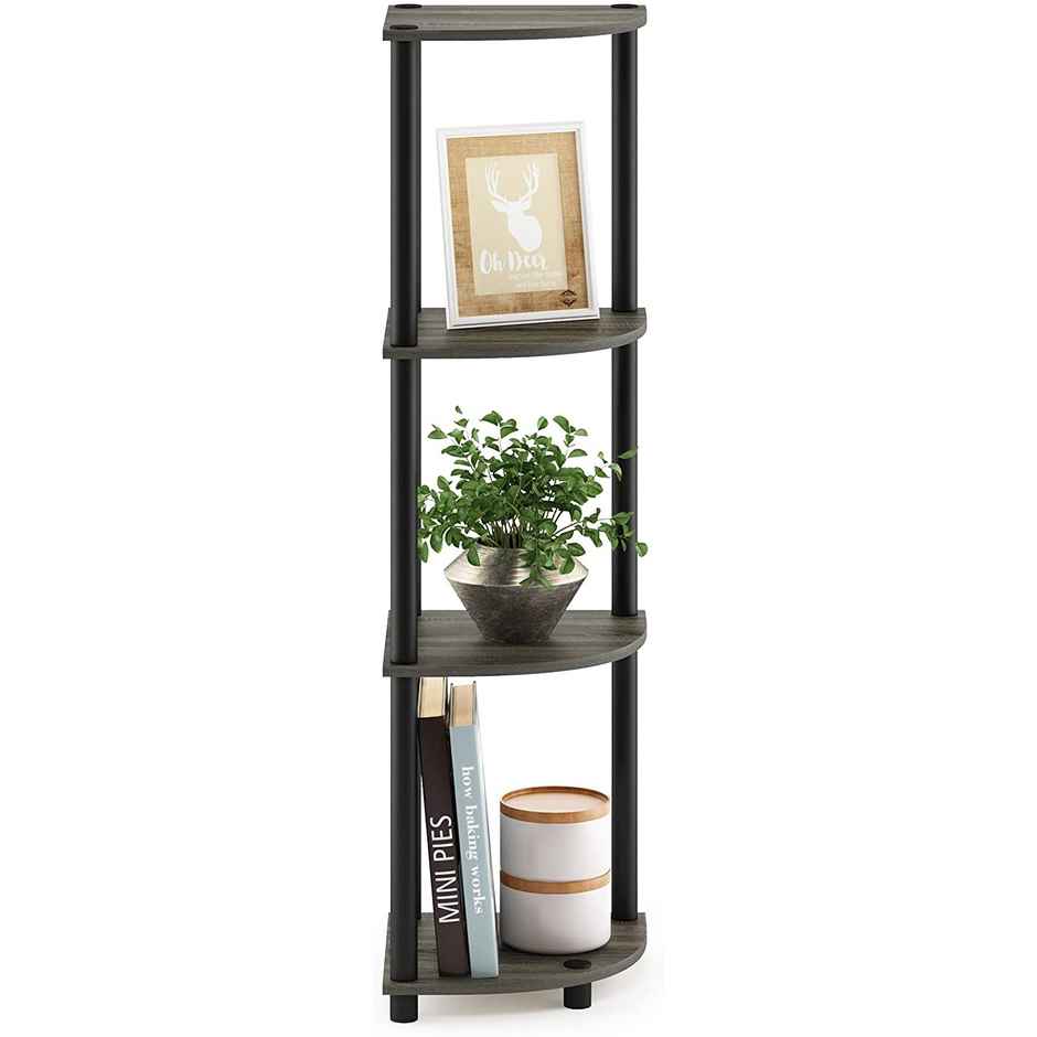 Arlavya Engineered Wood 4 Tier Corner Shelf and racks,Floor Standing with plastic stands - Grey