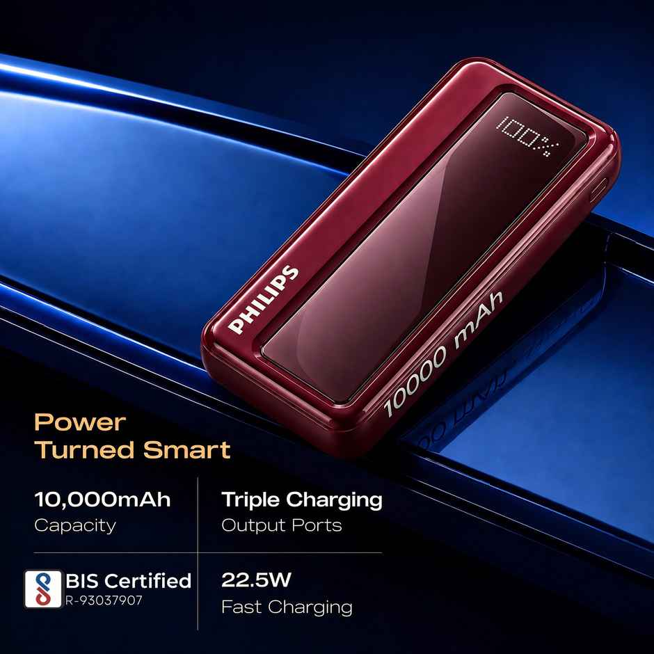 Philips DLP1711NR/94 10000mAh 22.5W Max Fast Charging Power Bank with Digital LED Display