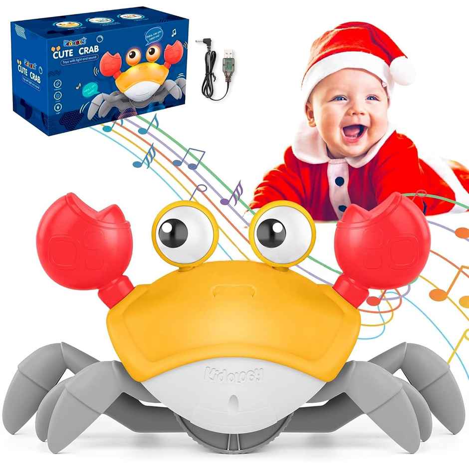 Kidology Crawling Crab Baby Musical Kids Toy with Led Lights & Rechargeable Battery - Green