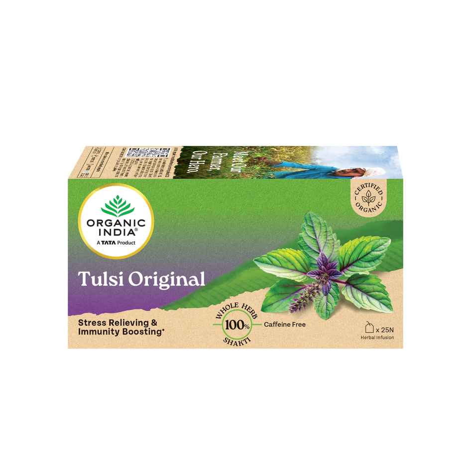 A TATA Product - Organic India Tulsi Original - 25 Tea Bags, Rich in Antioxidants, Staple-Free Bag