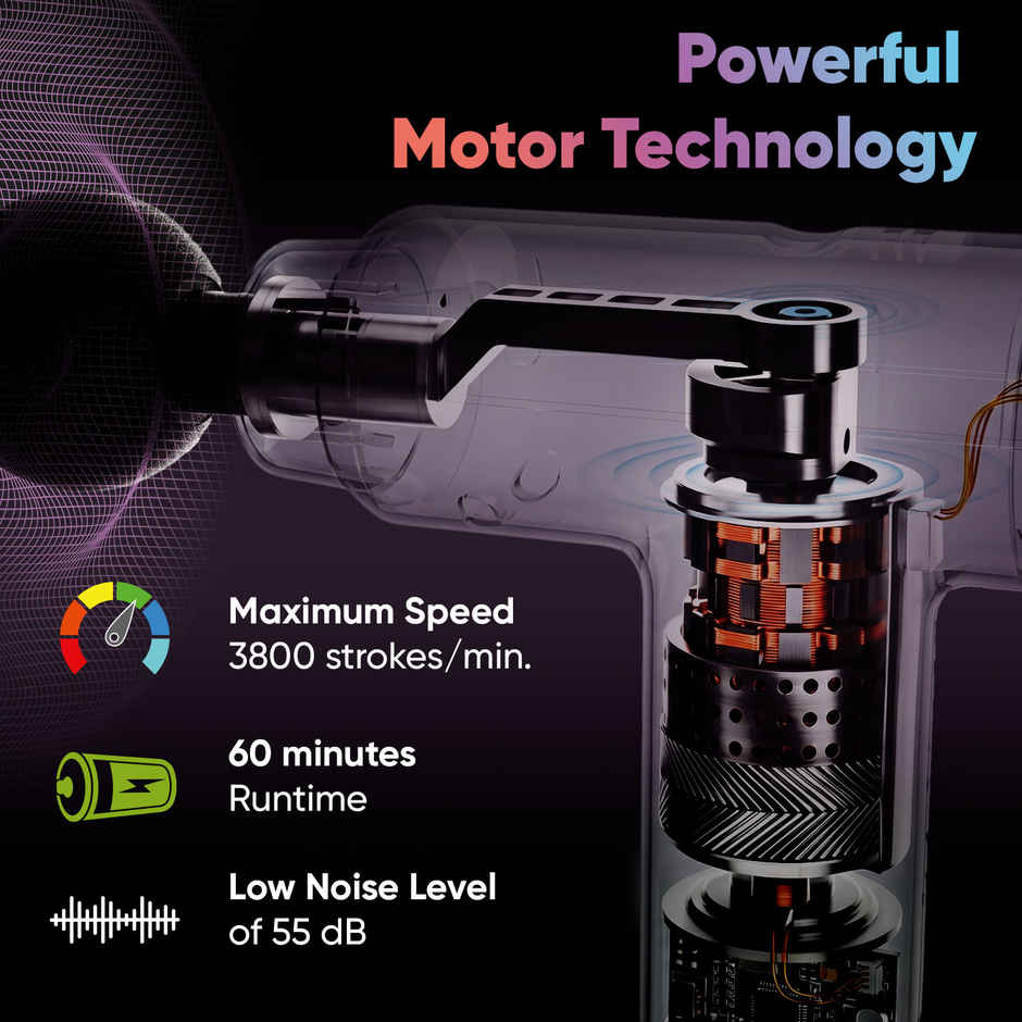 Vega Hand Massage Gun With Muscle Ease Therapy for Body Pain Relief With Touch Display - Vhmg-01