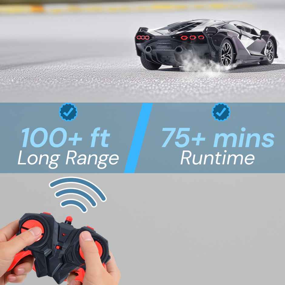 Race n Roll RC Door Opening Car | 1200mAh | 100+ft Range | Drift | Lam Black