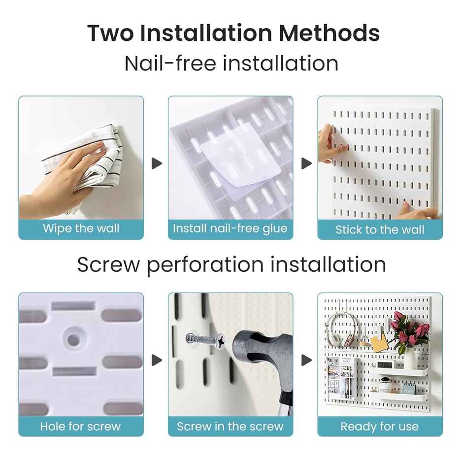 Cheston Plastic Peg Board | 30 x 30 cm - White