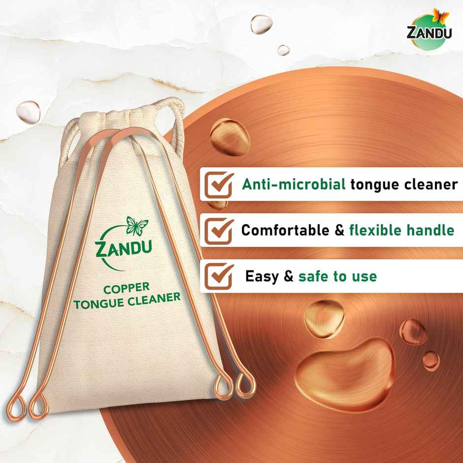 Zandu Copper Tongue Cleaner, An Anti-Microbial Tongue Cleaner For Managing Oral Health